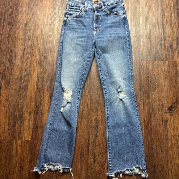 Mother Insider Crop Step Chew Dancing On The Coals Medium Wash Raw Hem Size 26 - Picture 1 of 11